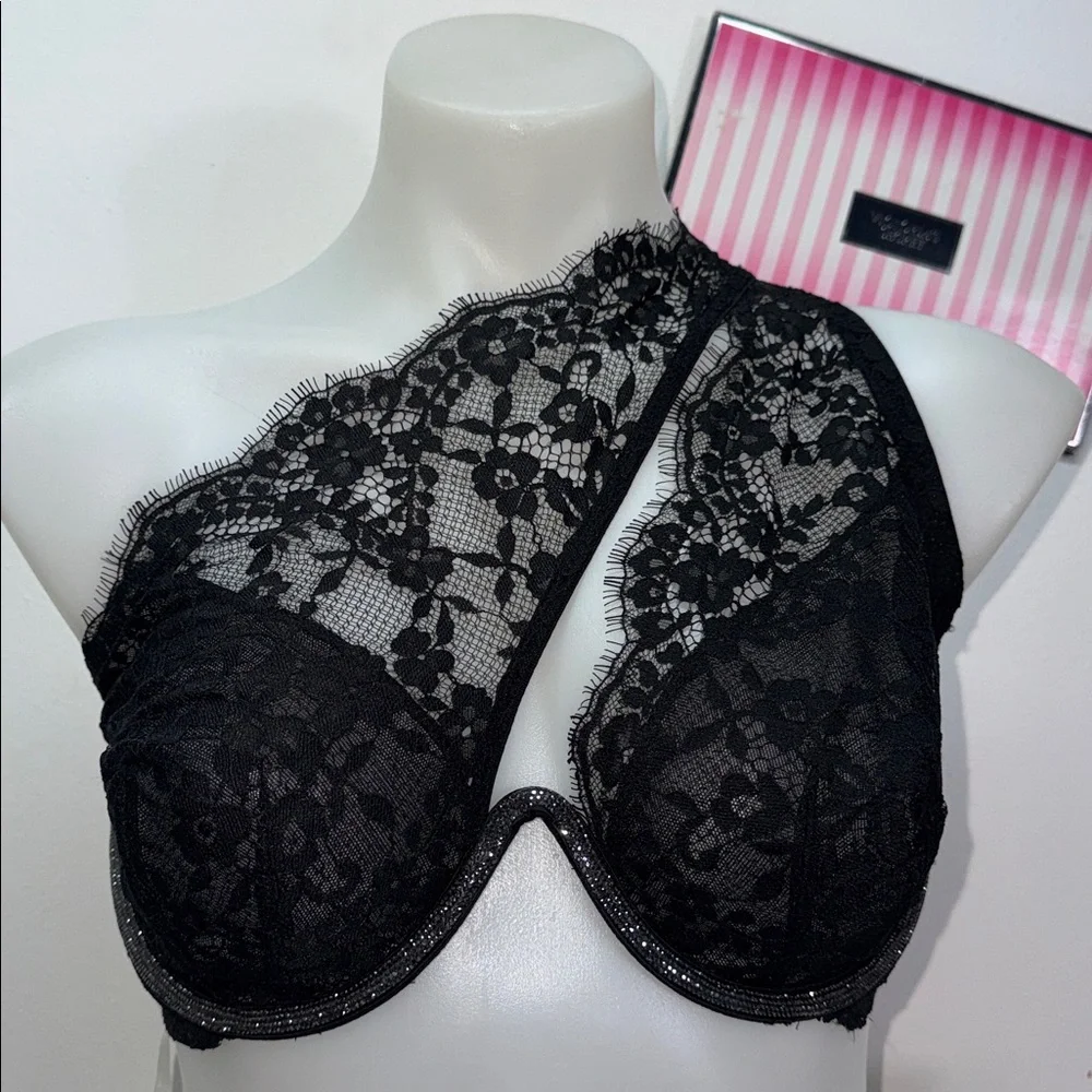 Victoria's Secret Black Lace Bra and Panty Set bra XL & XLarge NWT - Picture 2 of 8